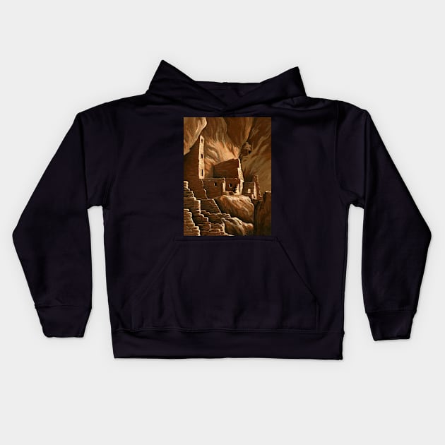 Cliff dwellings Kids Hoodie by DarlaHallmark